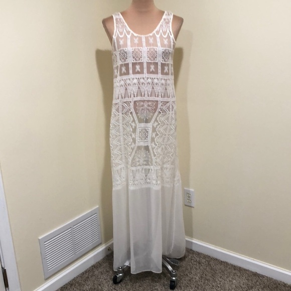 Miguelina Maxi Slip Dress Size Medium Ivory - Picture 2 of 10
